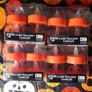 Orange LED tea light candles.